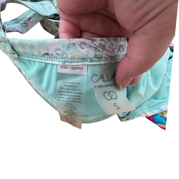 Calia Carrie Underwood  Tankini Top Layered Cutout Design Floral Teal Swim Small - Picture 5 of 6